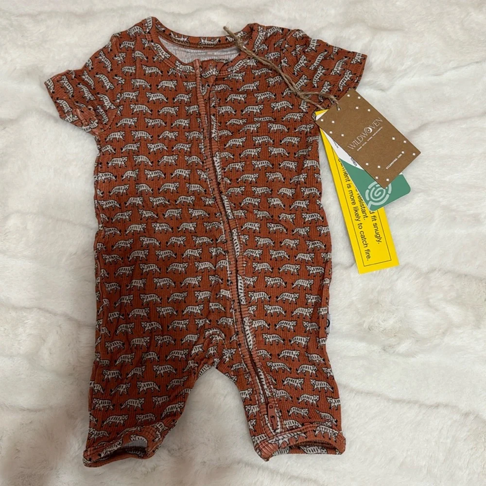 Wild woven ribbed tiger‎ shorts romper the softest modal blend various sizes NWT